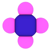 Визуализация на 3д модел на метан (молекула Ч4)