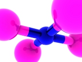 Abstrakt molekylært koncept i pink og blå farve