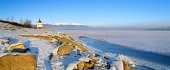 El lago Liptovska Mara en invierno
