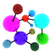 Abstrakt molekyl full av färger